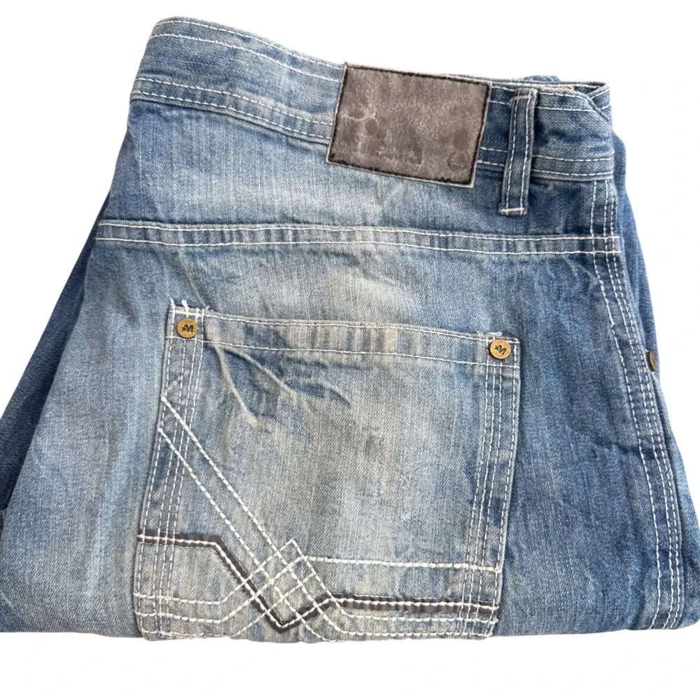 MECCA Mens W40XL32 Blue‎ Wash Denim Jeans Cotton Straight Fit Y2K